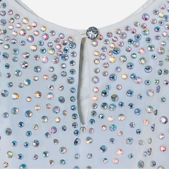 Milly x Revolve White Silk Flyaway Crystal Rhinestone Camisole Tank Top Sz S/4-6 - Picture 11 of 16